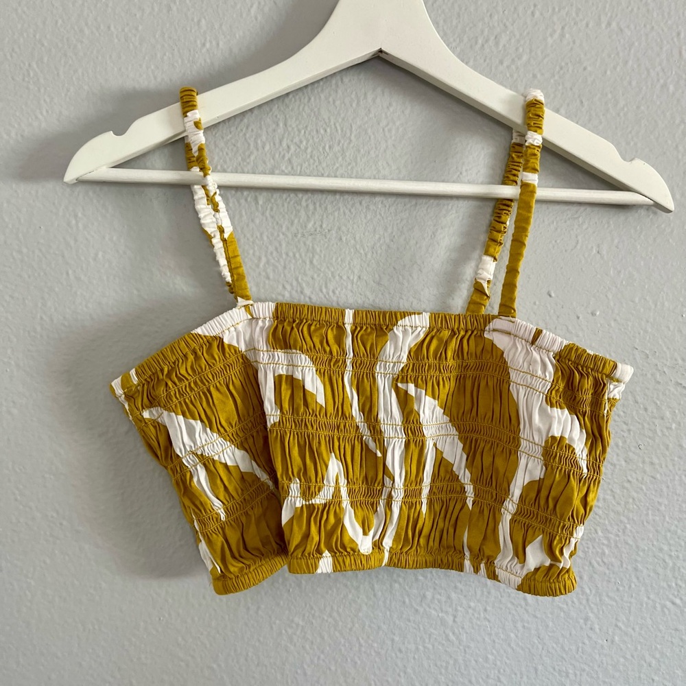 a new day Mustard and White Smocked Tank Top